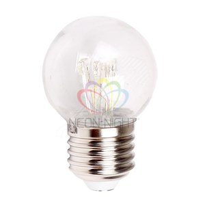Лампа Шар e27 6 LED 45 мм - желтая, прозрачная колба, эффект лампы накаливания