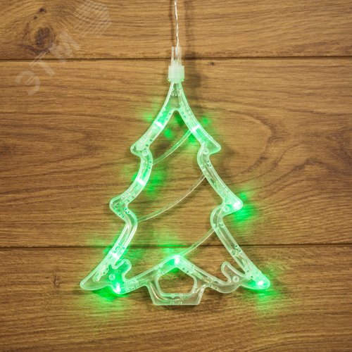 Изображение товара Фигура светодиодная Ёлочка на присоске с подвесом, зеленый (шт)