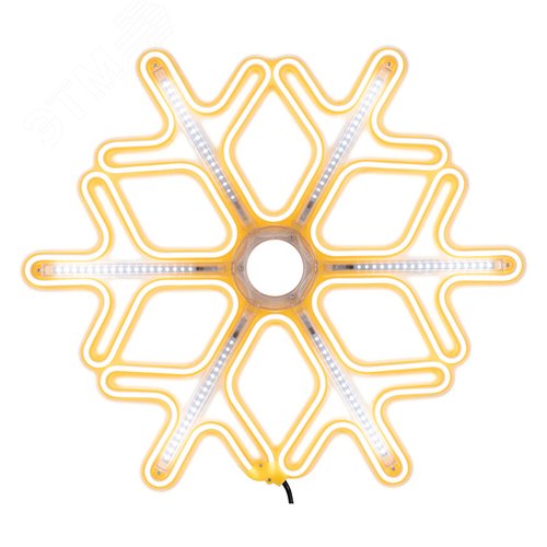 Изображение товара Фигура Снежинка из гибкого неона с эффектом тающих сосулек, 60х60 см, свечение тёплый белый/белый (шт)