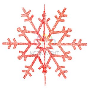 Фигура ёлочная Снежинка резная 3D, 61 см, красный