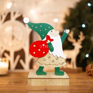 Фигурка деревянная с подсветкой Дед Мороз 18 см