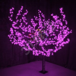 Дерево светодиодное Сакура, высота 1,5 м, крона 1,8 м, фиолетовые светодиоды, IP 65, понижающий трансформатор в комплекте