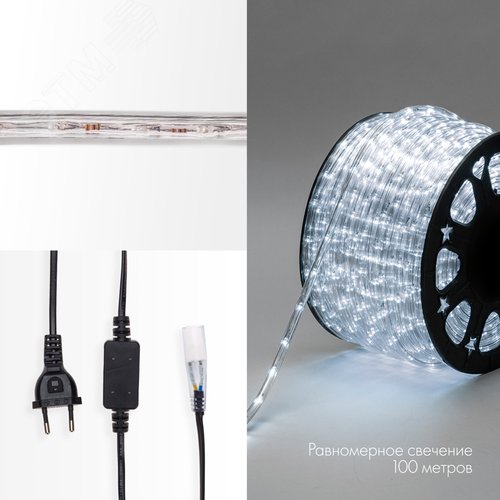 Изображение товара Дюралайт LED, постоянное свечение 2 W - белый, 24 LED/м 10 мм, 100 м (м)