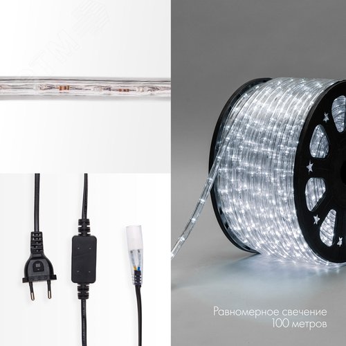 Изображение товара Дюралайт LED, постоянное свечение 2W - белый Эконом 24 LED/м, 100 м (м)