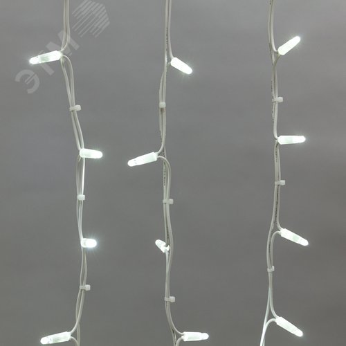 Изображение товара Гирлянда Айсикл Бахрома светодиодный, 4,0 х 0,6 м, белый провод каучук, 230 В, диоды белые, 128 LED (шт)