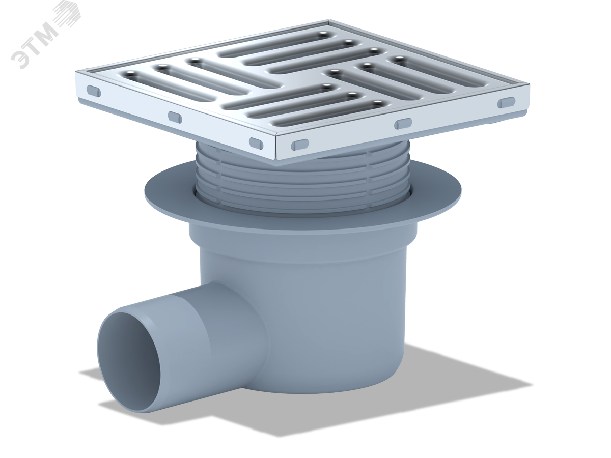 Изображение товара Горизонтальный трап 50 мм из нержавеющей стали с сухим затвором регулируемый