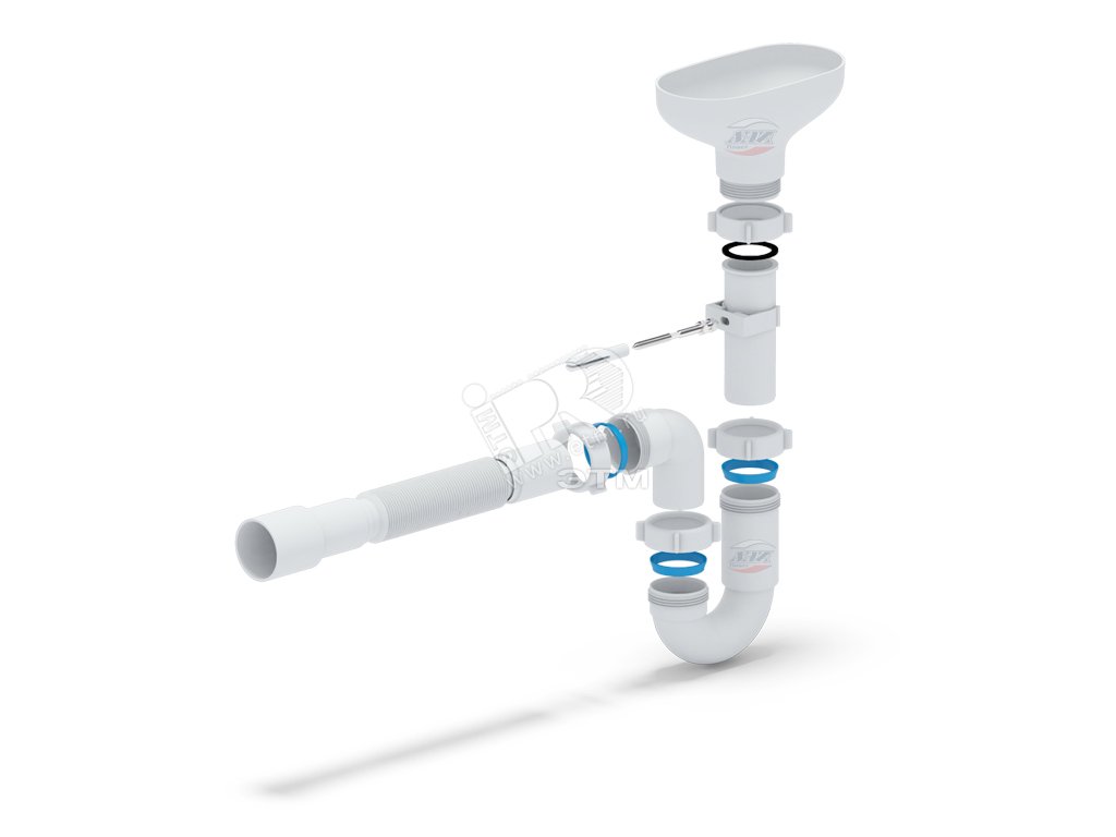 Сифон для мойки АНИ 1 1/2' x 40 прямоточный с разрывом струи с гибкой ...