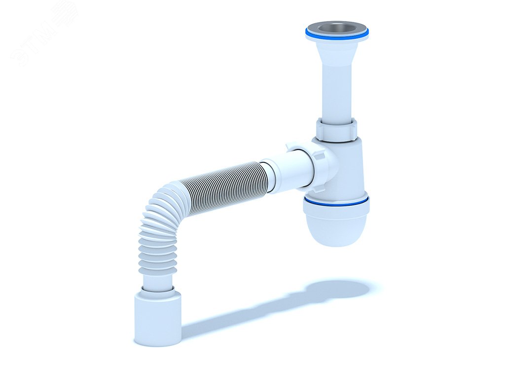 Изображение товара Сифон для умывальника АНИ 1 1/4X40 гибкая труба высокая надежность