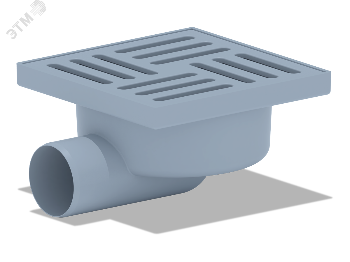 Изображение товара Трап горизонтальный выпуск 50 пластиковая решетка 15х15см (шт)