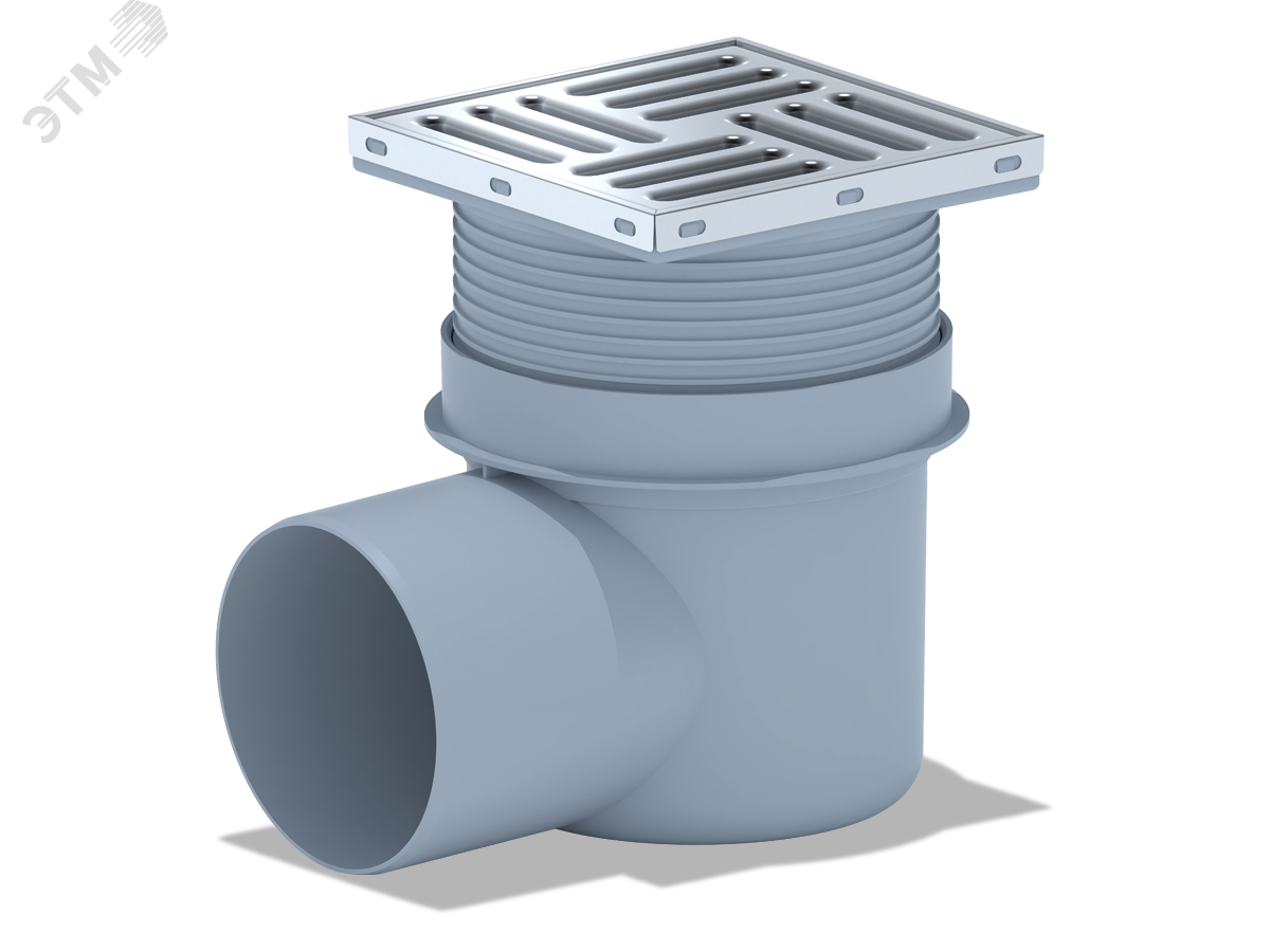 Изображение товара Горизонтальный трап для душа с сухим затвором 110 мм нержавеющая сталь