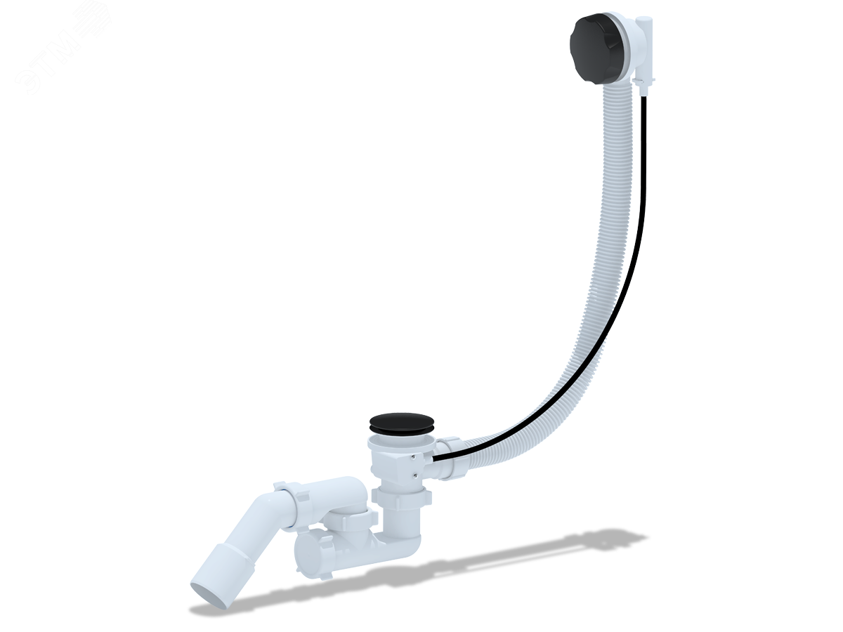 Изображение товара Сифон для ванны АНИ полуавтомат регулируемый 520 мм черная ручка (шт)