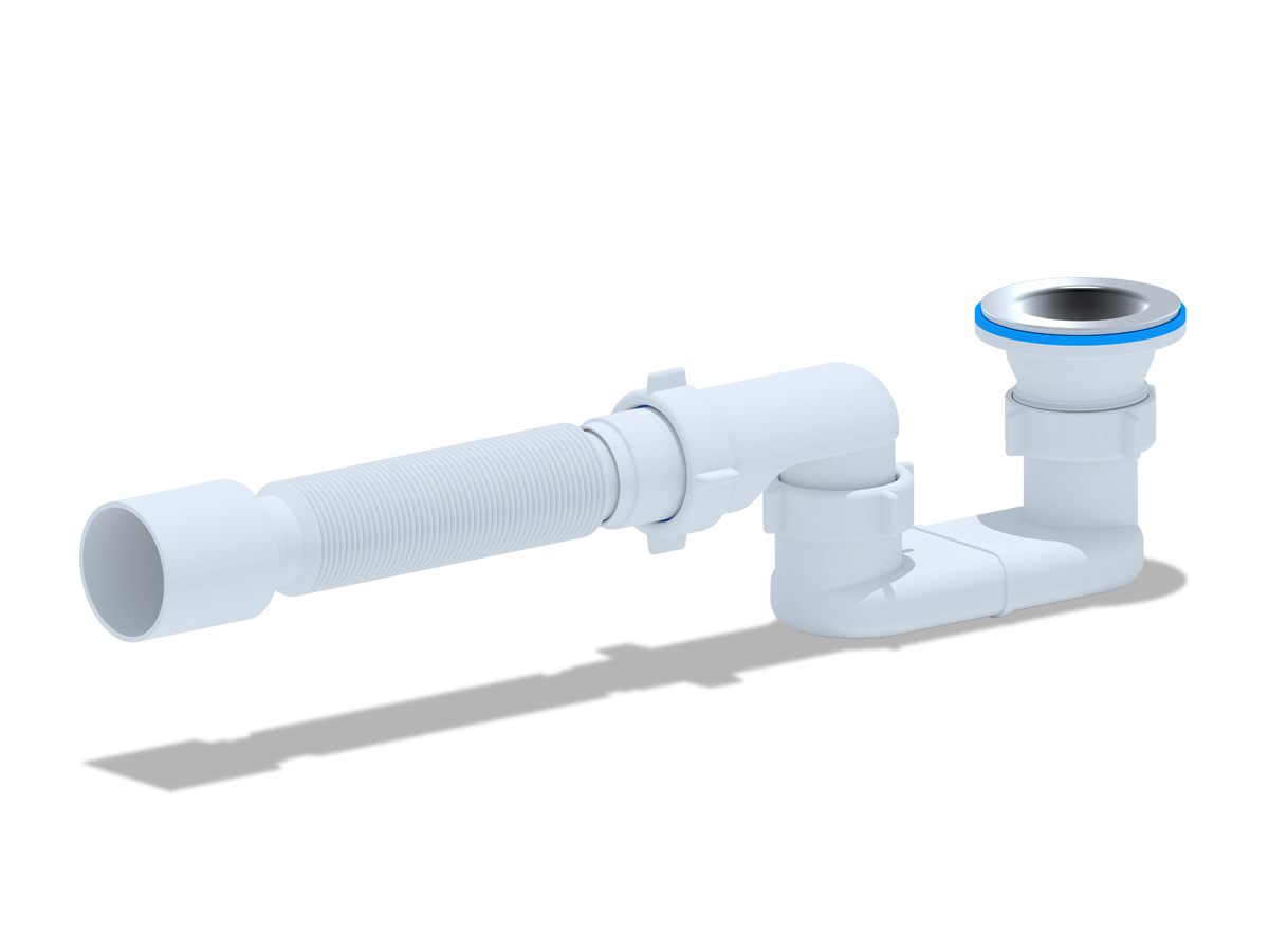 Сифон для душевого поддона АНИ 1 1/2'X40 плоский с гибкой трубой 40х50