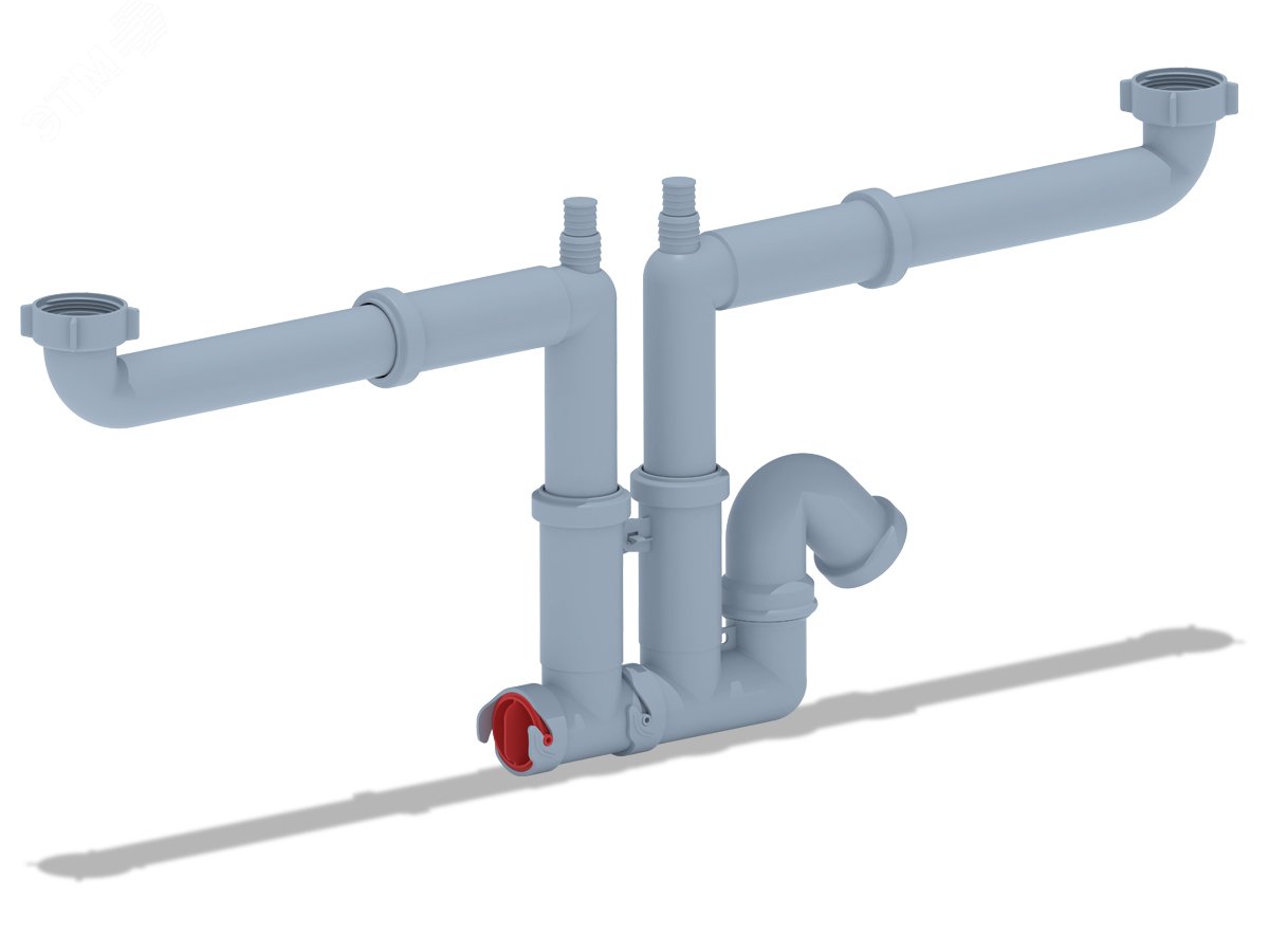 Изображение товара Сифон для мойки 3 1/2x40 двойной с отводом для стиральной машины