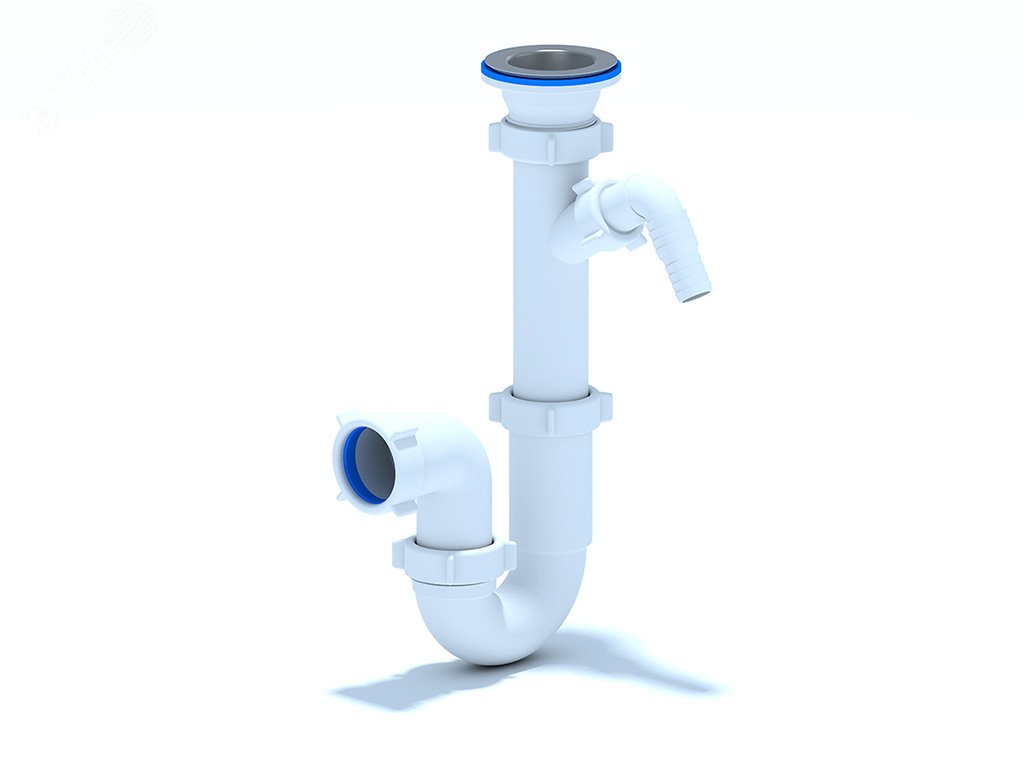 Изображение товара Сифон для мойки АНИ 1 1/2X40 прямоточный с отводом для стиральной машины