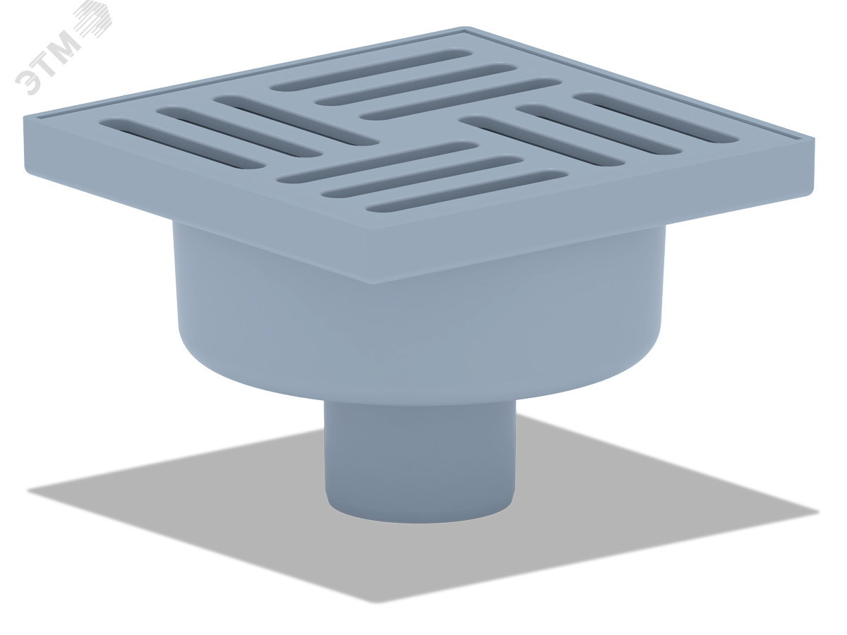 Изображение товара Вертикальный трап с пластиковской решеткой 15х15см диаметр 50мм