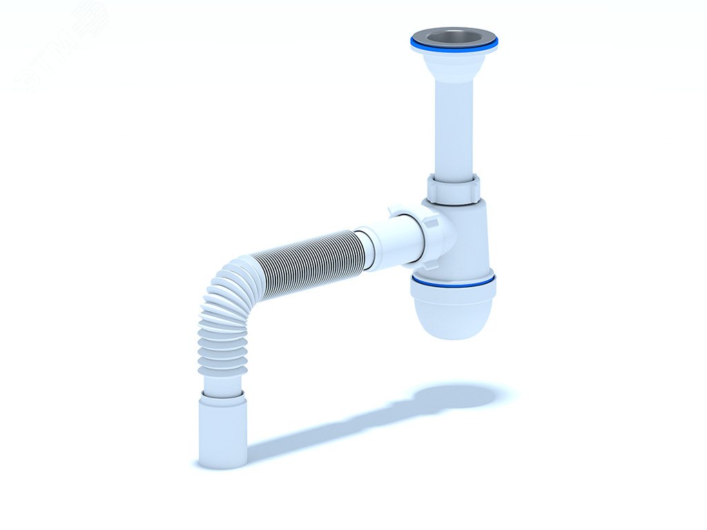 Изображение товара Сифон для умывальника АНИ 1 1/2'X40 литой выпуск с гибкой трубой 40х40 (шт)