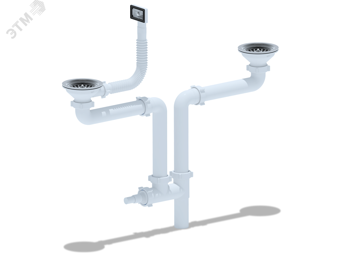 Изображение товара Набор для двойного универсального разноуровневого сифона 600 мм с выпуском 3 1/2 дюйма