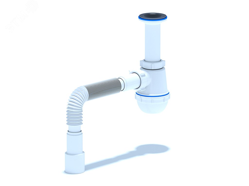 Изображение товара Сифон для мойки АНИ Грот 1 1/2' с гибкой трубой 40х40/50