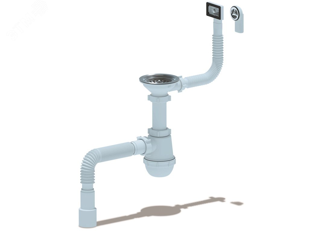 Изображение товара Сифон для мойки АНИ Грот 3 1/2'X40 c гибким пе еливом (круг/прям) стиральной машины с гибкой тр убой 40х40/50 (шт)