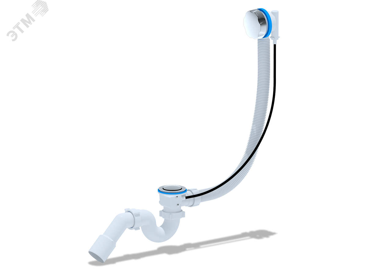 Изображение товара Сифон для ванны АНИ автомат прямоточный 520 мм белый из полипропилена