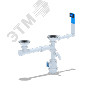 Изображение товара Сифон для мойки АНИ Грот 3 1/2'X40 двойной одноуровневый смещенный с переливом и отводом для стиральной машины (шт)