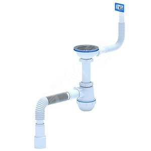 Изображение товара Сифон для мойки АНИ Грот 3 1/2'X40 с гибким переливом мойки и гибкой трубой 40х40/50 (шт)