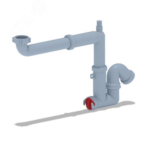 Изображение товара Сифон для мойки 3 1/2x40 смещенный с отводом для стиральной машины с гибким круглым и прямоугольным переливом (шт)