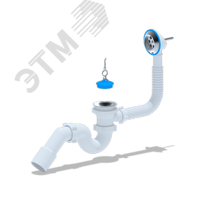 Изображение товара Сифон для ванны АНИ 1 1/2' с выпуском и переливом с переходной трубой 45 40х50 (шт)