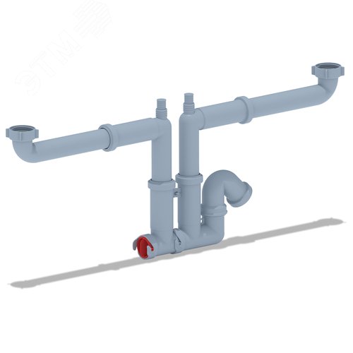 Изображение товара Сифон для мойки 3 1/2x40 двойной с отводом для стиральной машины без выпуска (шт)