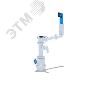 Изображение товара Сифон для мойки АНИ Грот 1 1/2'X40 с отводом для стиральной машины и переливом (шт)