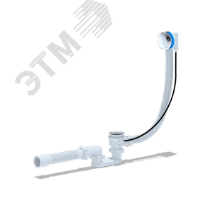 Изображение товара Перелив полуавтомат с плоским сифоном, с гибкой трубой 375х40х50 580мм (ручка металл) (шт)