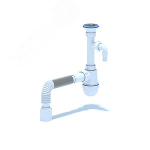 Изображение товара Сифон для умывальника АНИ Грот 1 1/4'X40 с отводом для стиральной машины с гибкой трубой 40х50 (шт)