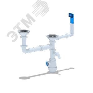 Изображение товара Сифон для мойки АНИ Грот 3 1/2'X40 двойной разноуровневый смещенный с переливом и отводами для стиральной и посудомоечной машины (шт)