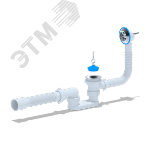 Изображение товара Сифон для ванны АНИ 1 1/2' с выпуском и переливом плоский с гибкой трубой 40х50 (шт)