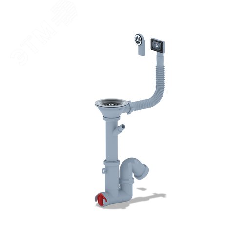 Изображение товара Сифон для мойки 3 1/2x40 с отводом для стиральной машины с круглым гибким и прямоугольным переливом (шт)