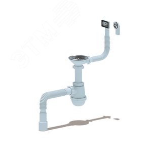 Изображение товара Сифон для мойки АНИ Грот 3 1/2'X40 c гибким пе еливом (круг/прям) стиральной машины с гибкой тр убой 40х40/50 (шт)