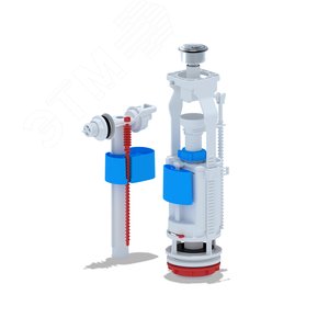 Изображение товара Набор для бачка унитаза с боковой подводкой 1/2'с пластиковым щтуцером 2-ая кнопка хром, эконом (шт)