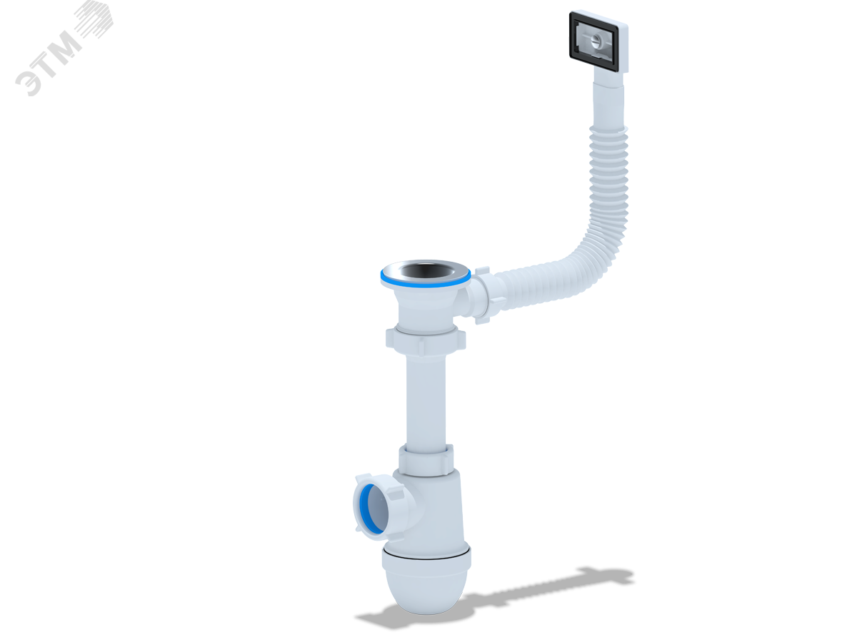 Изображение товара Сифон для мойки АНИ 1 1/2'X40 с гибким переливом из пластика