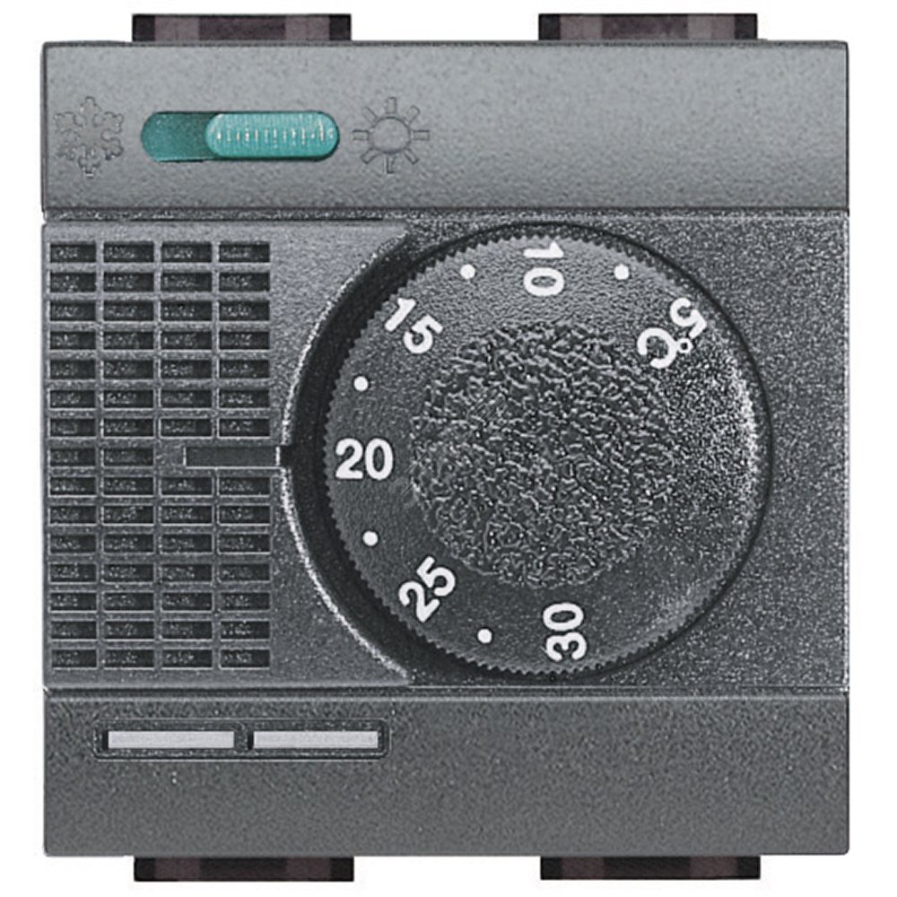 Термостат электронный комнатный с переключателем зима/лето и релейным выходом на С-NO контакт 2А 250В 2 модуля L4442 BTicino - превью 2
