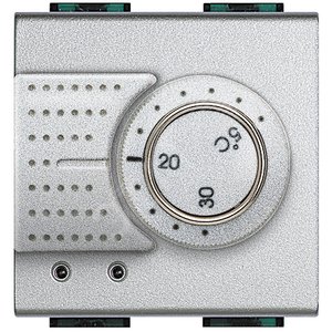 Livinglight Термостат электронный комнатный 2А 250В с датчиком теплого пола алюминий NT4441FH BTicino