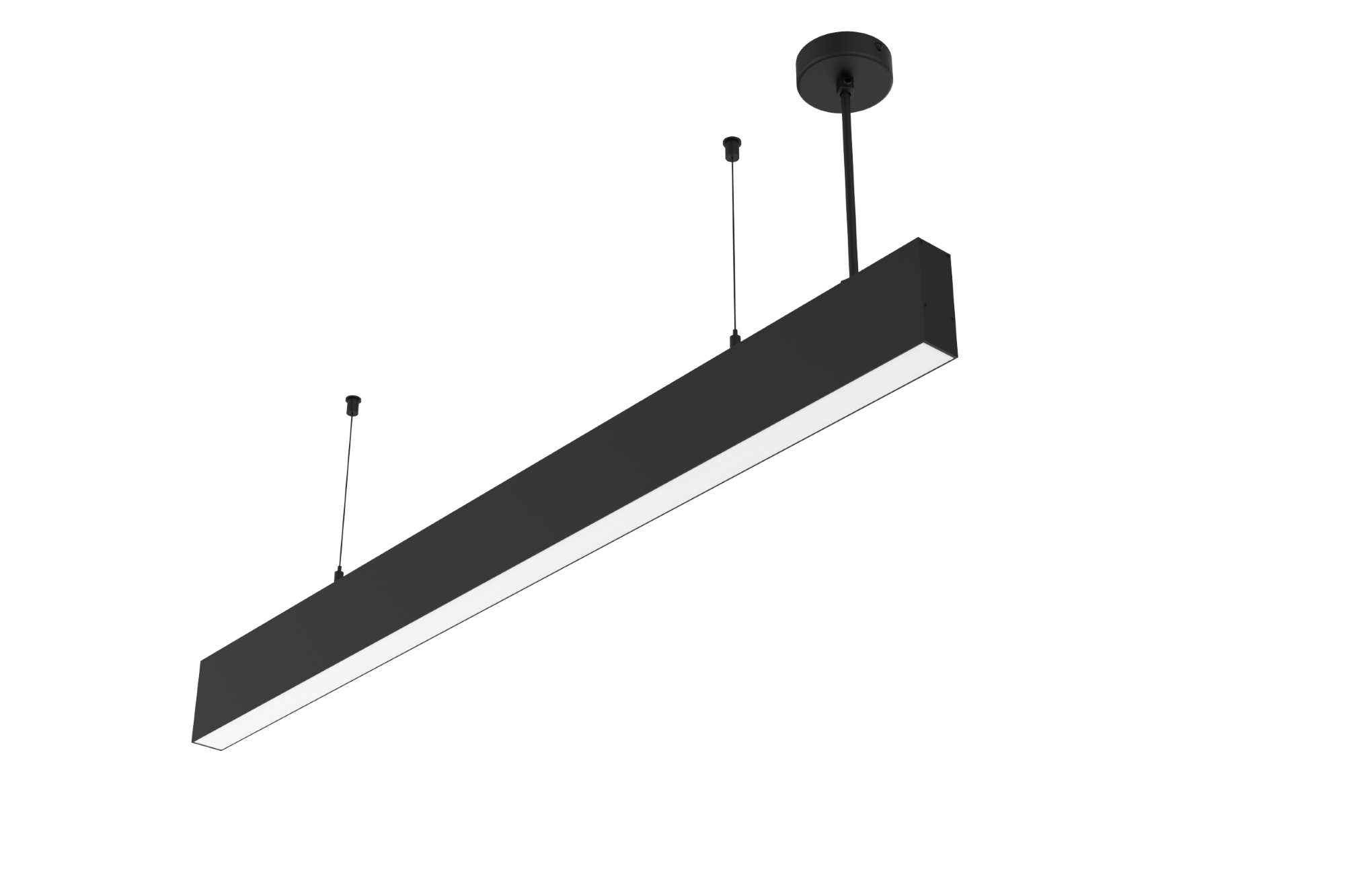 Светильник светодиодный Angusta High 2001х35х90мм подвесной 39 Вт Tunable White 3000-6500 К IP40 RAL9005 черный муар с рассеивателем опал диммируемый по протоколу DALI