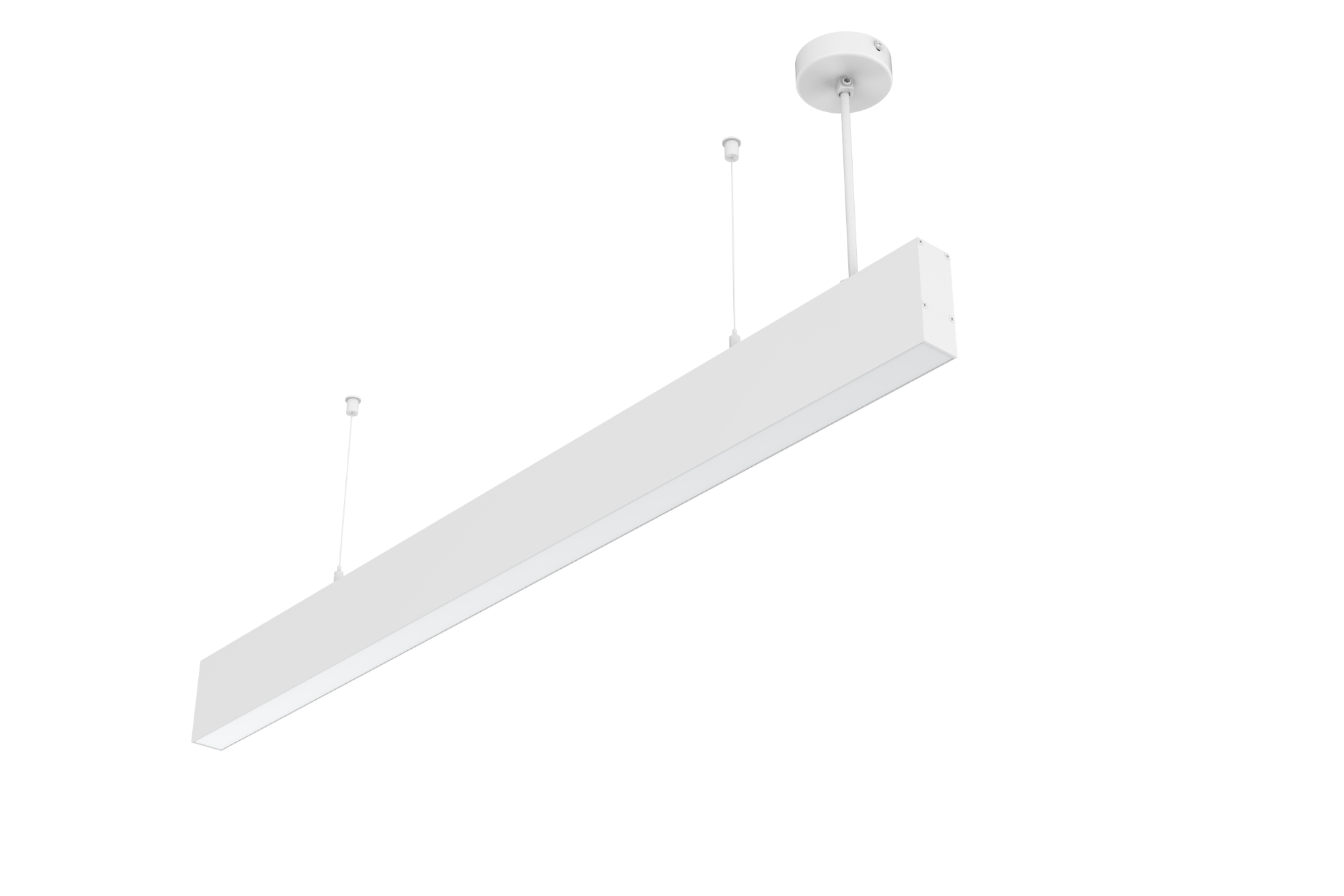 Светильник светодиодный Angusta High 2001x35x90 мм подвесной 69 Вт Tunable White 3000-6500 K IP40 RAL9003 белый муар с рассеивателем опал диммируемый по протоколу DALI аварийный автономный постоянного действия