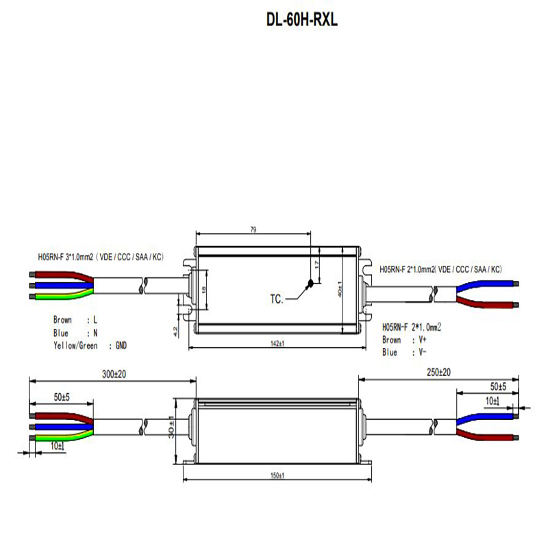 Драйвер 60Вт 24V для светодиодной ленты DONE POWER IP67 150x40x30 мм