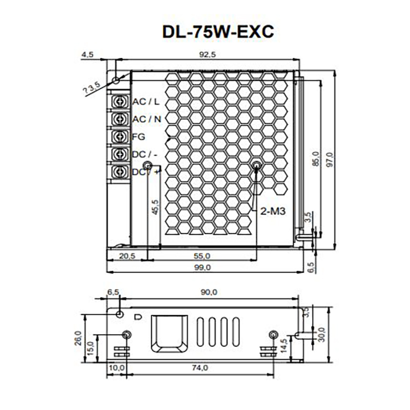 Драйвер 75Вт 24V для светодиодной ленты DONE POWER T70 IP20 99x53x26 мм