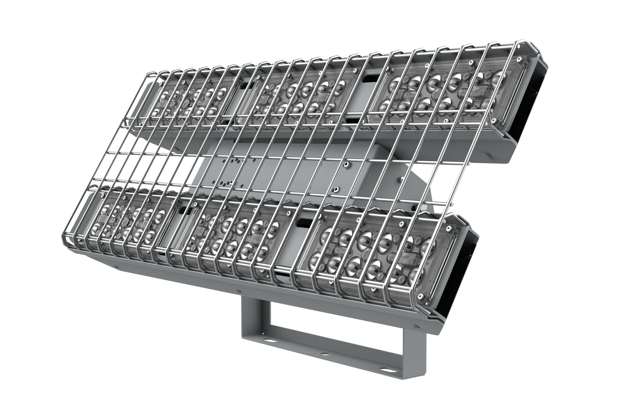 Светильник светодиодный Fizruk спортивный для образовательных учреждений 150 Вт CRI90 4000 K накладной IP65 с поворотным кронштейном защитной решеткой оптикой 60 градусов RAL7045 серый DALI