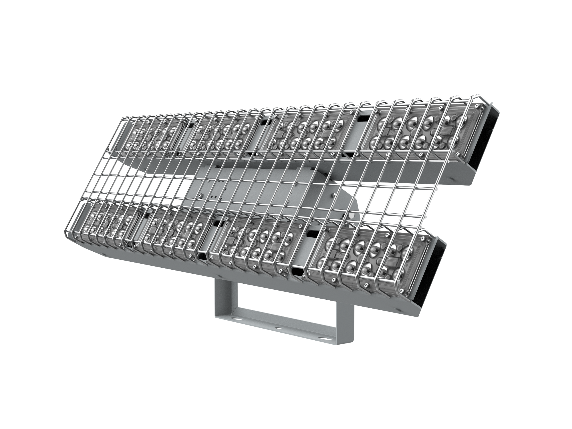 Светильник светодиодный Fizruk спортивный для образовательных учреждений 200 Вт CRI90 4000 K накладной IP65 с поворотным кронштейном защитной решеткой оптикой 60 градусов RAL7045 серый