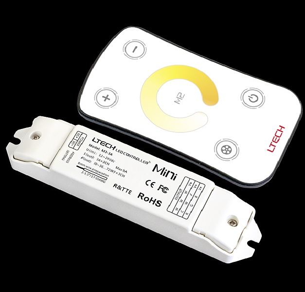 Контроллер CCT для светодиодной ленты 12-24V IP20 135x30x20 мм c пультом, 2CH 72/144W(12V/24V) (LTECH)