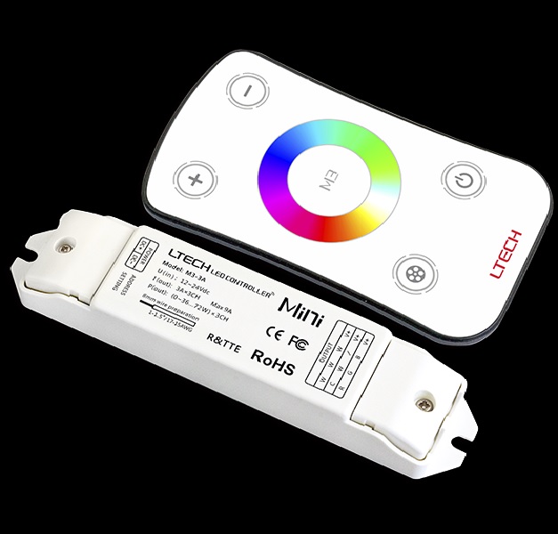 Контроллер RGB для светодиодной ленты 12-24V IP20 135x30x20 мм c пультом, 3CH 108/216W(12V/24V) (LTECH)