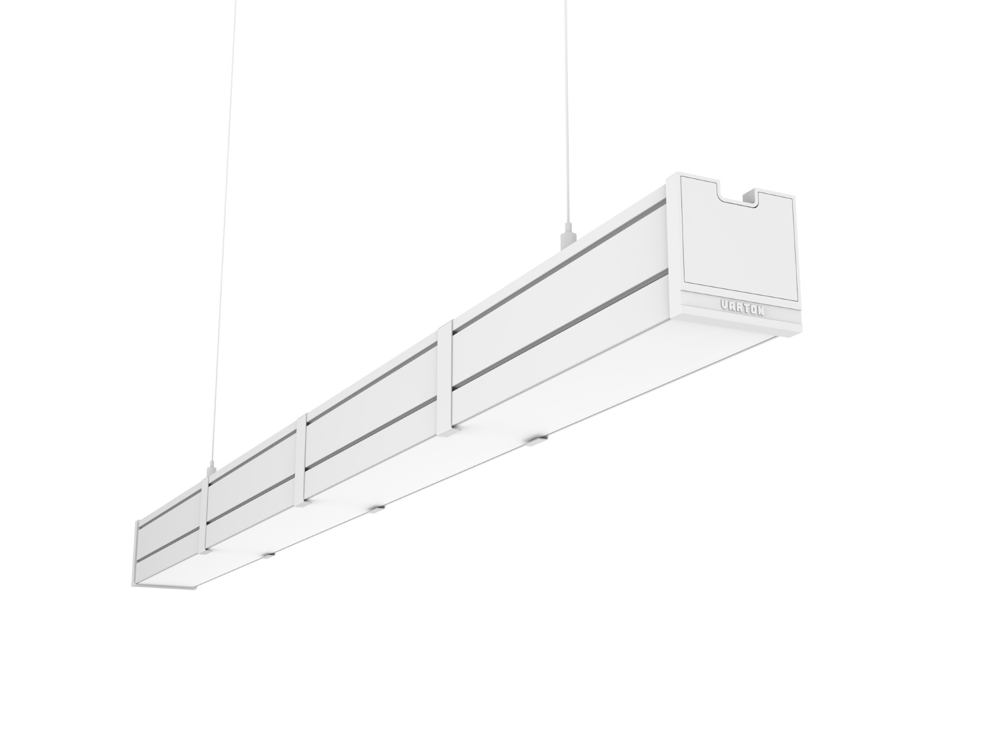 Светильник светодиодный Mercury Pro GL подвесной/накладной 1019 х 66 х 68 мм 34 Вт 3000 К CRI 90 RAL9003 белый муар с декоративным проводом 2 м и комплектом подвесов 2 м опаловый рассеиватель закаленное стекло DALI