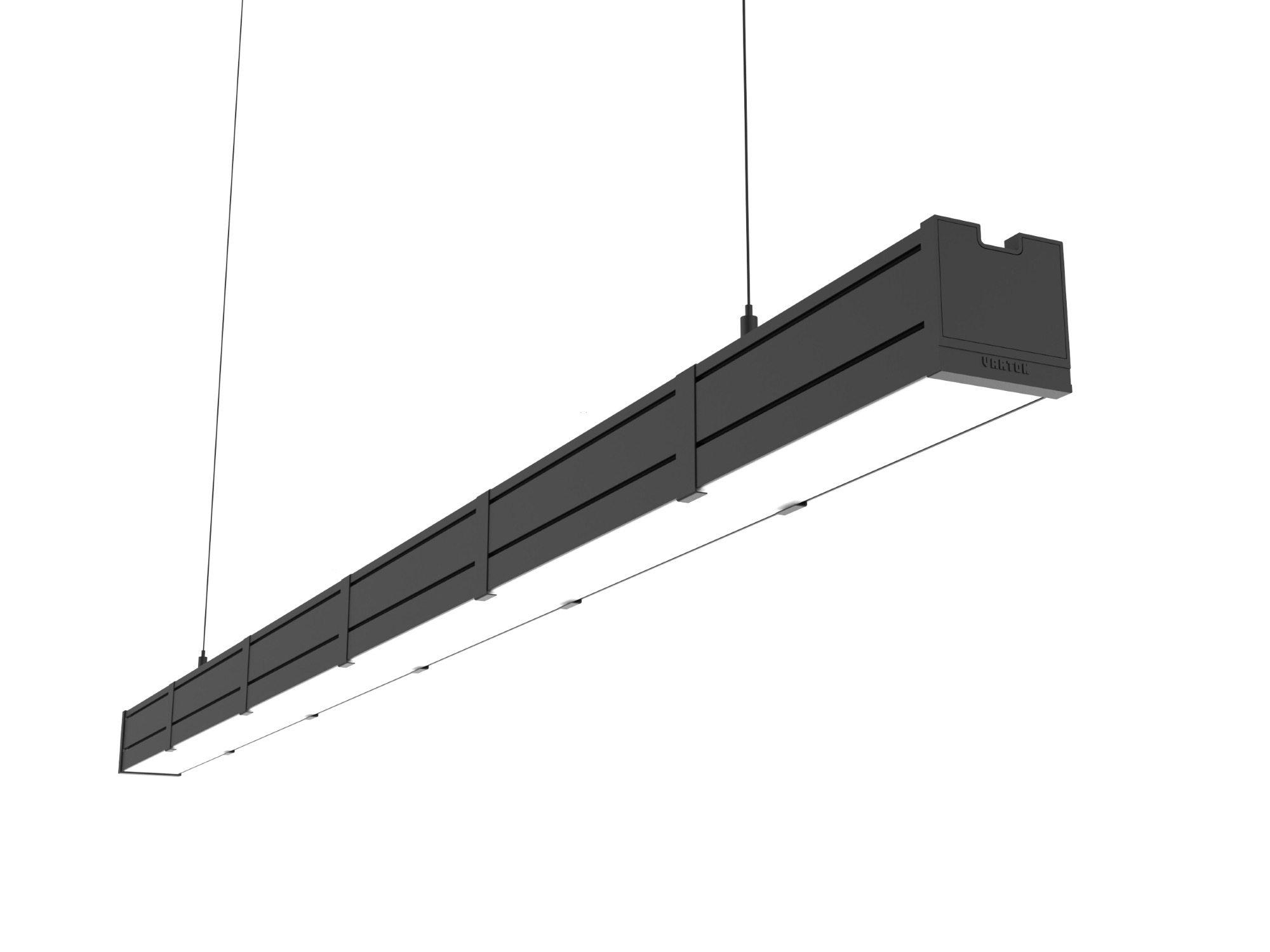 Светильник светодиодный Mercury Pro GL подвесной/накладной 1516 х 66 х 68 мм 50 Вт 3000 К CRI 90 RAL9005 черный муар с декоративным проводом 2 м и комплектом подвесов 2 м опаловый рассеиватель закаленное стекло DALI